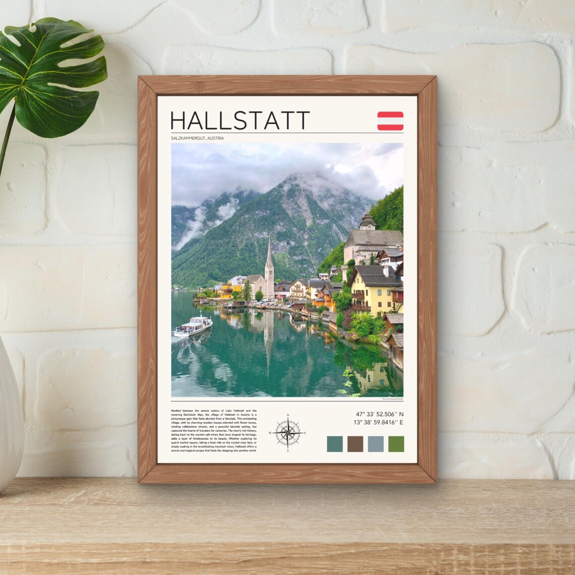 Hallstatt Austria Lakeside Village Alps Scenic Travel Poster