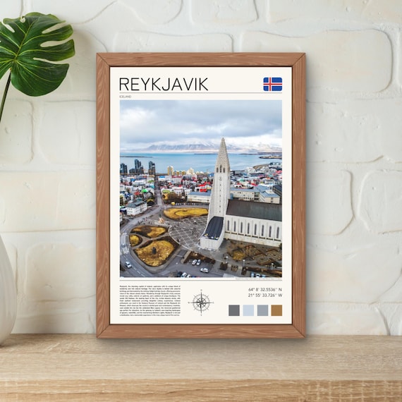 Reykjavik Print Reykjavik Wall Art Reykjavik Skyline Print Reykjavik Iceland Wall Art Reykjavik Hallgrmskirkja Church