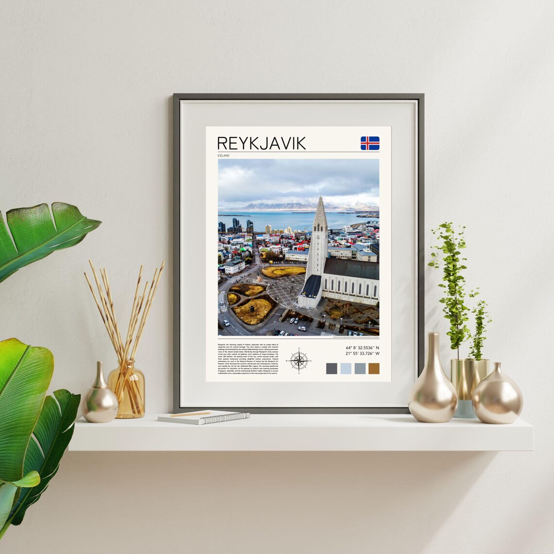 Reykjavik Iceland Hallgrimskirkja Church Aerial City View Poster - Image 2