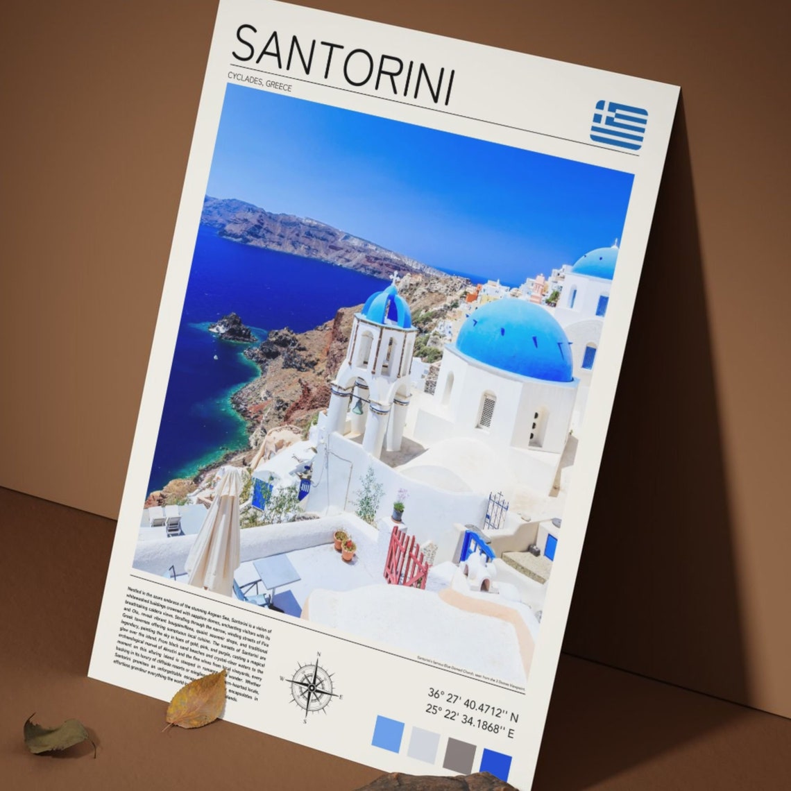 Santorini Greece Blue Domes White Buildings Aegean View Poster - Image 4