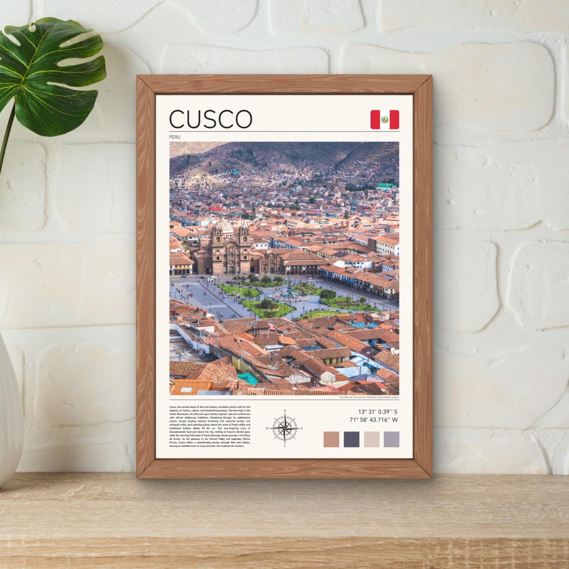 Cusco Peru Plaza Mayor Colonial Cathedral City Skyline Travel Poster