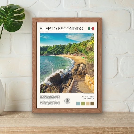 Puerto Escondido Mexico Golden Cove Surf Waves Pacific Coast Poster