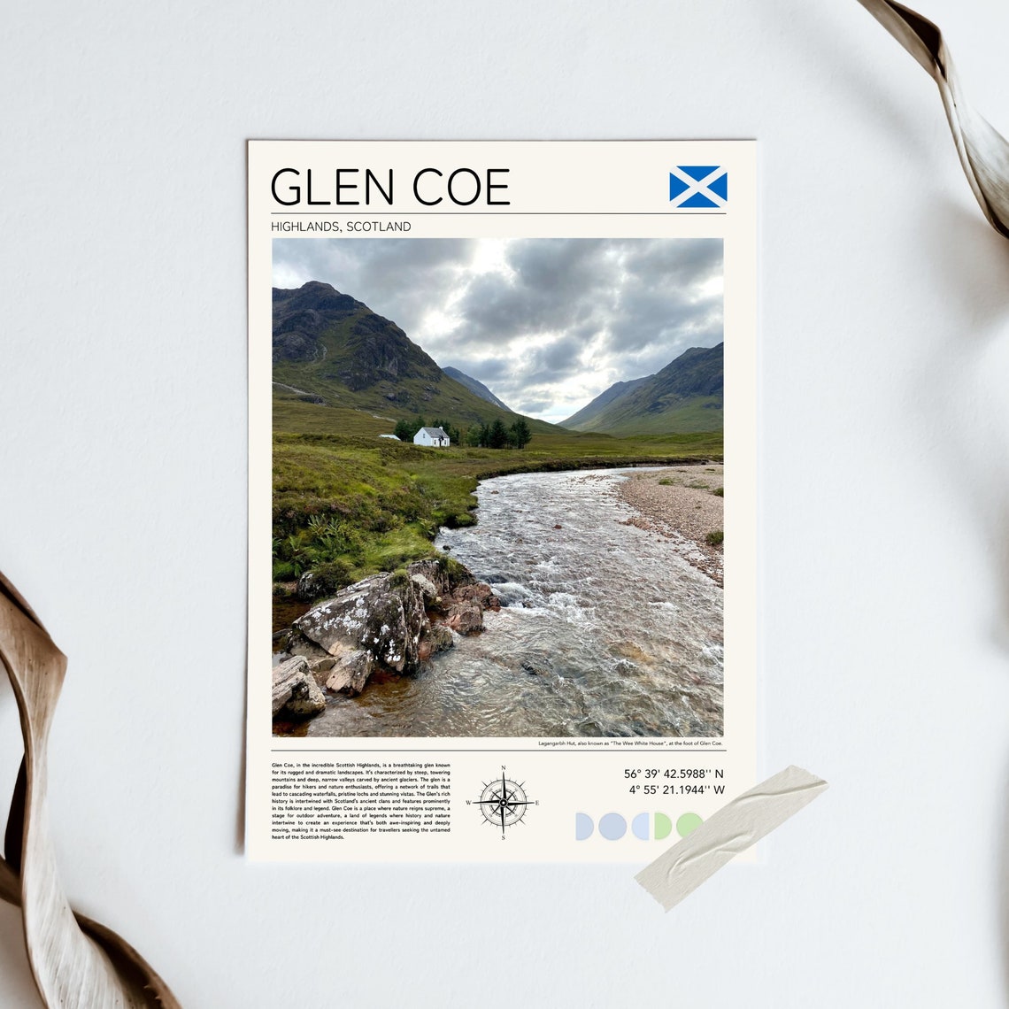 Glen Coe Scotland Highlands Valley Stream Mountain Travel Poster - Image 3