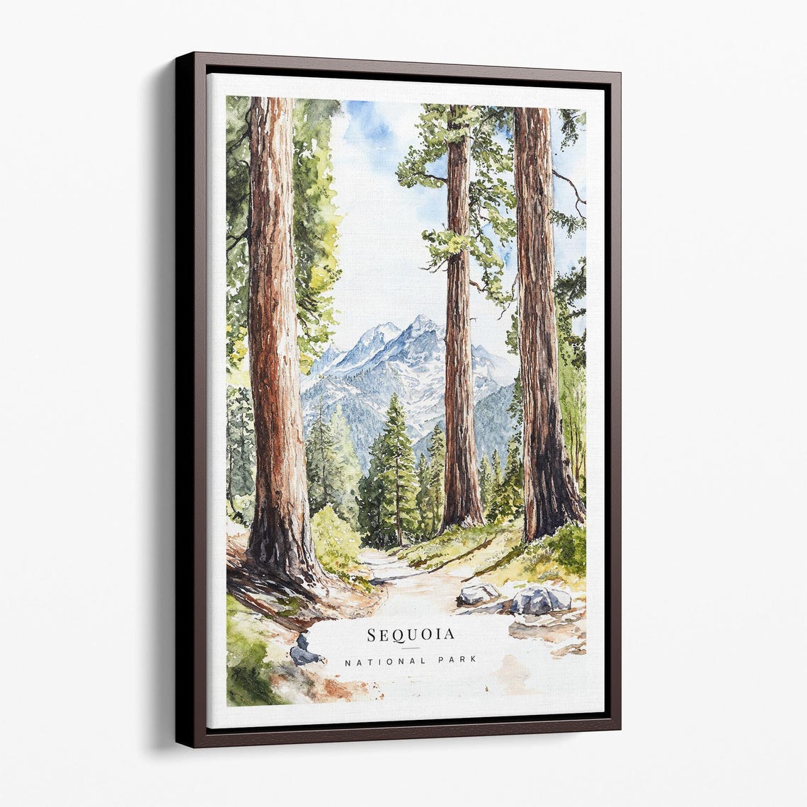 Sequoia National Park Giant Redwoods Mountain Watercolor Poster