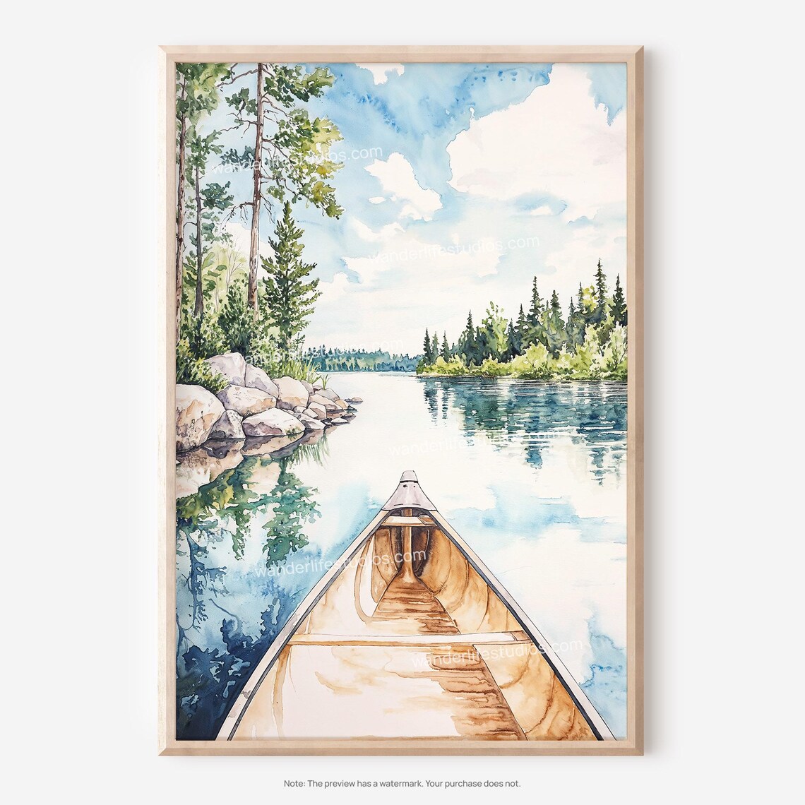 Boundary Waters Watercolor Art Print, Minnesota
