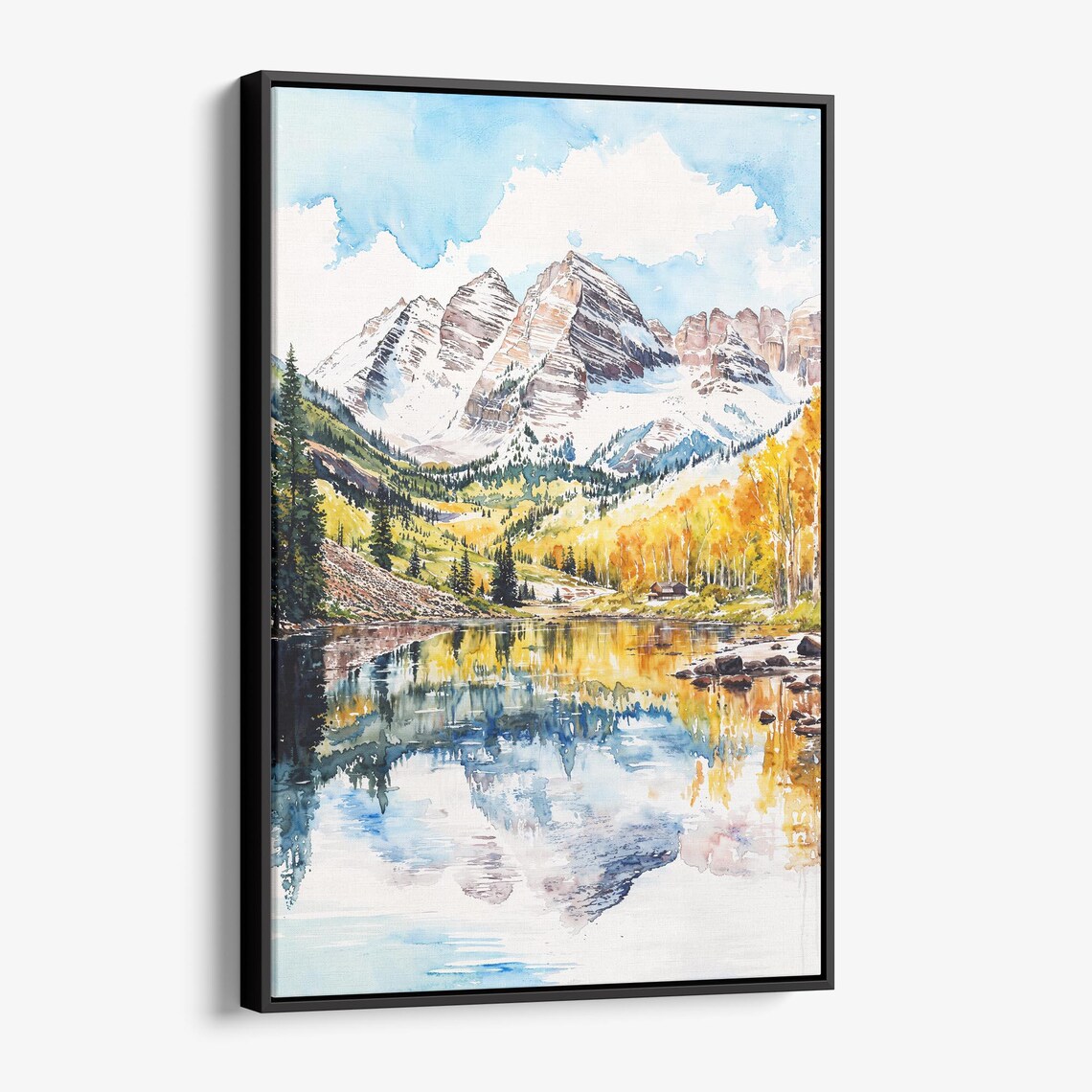 Maroon Bells Aspen Scenic Watercolor Mountain Art Print