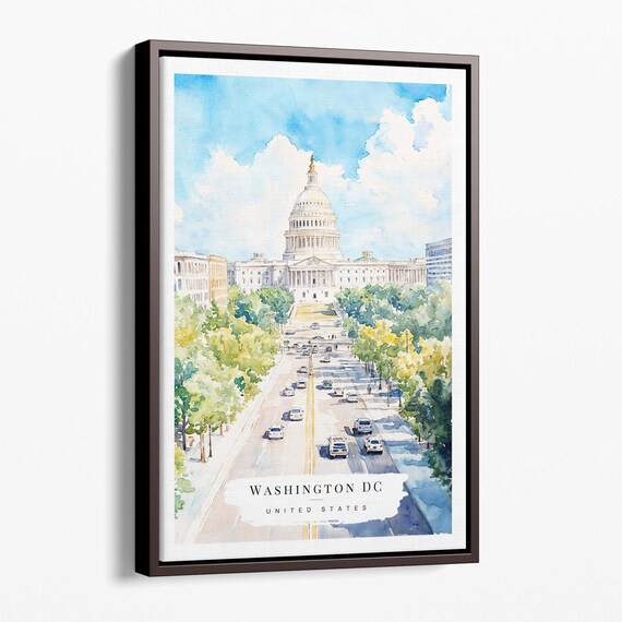 Washington DC United States Capitol Building Watercolor Poster