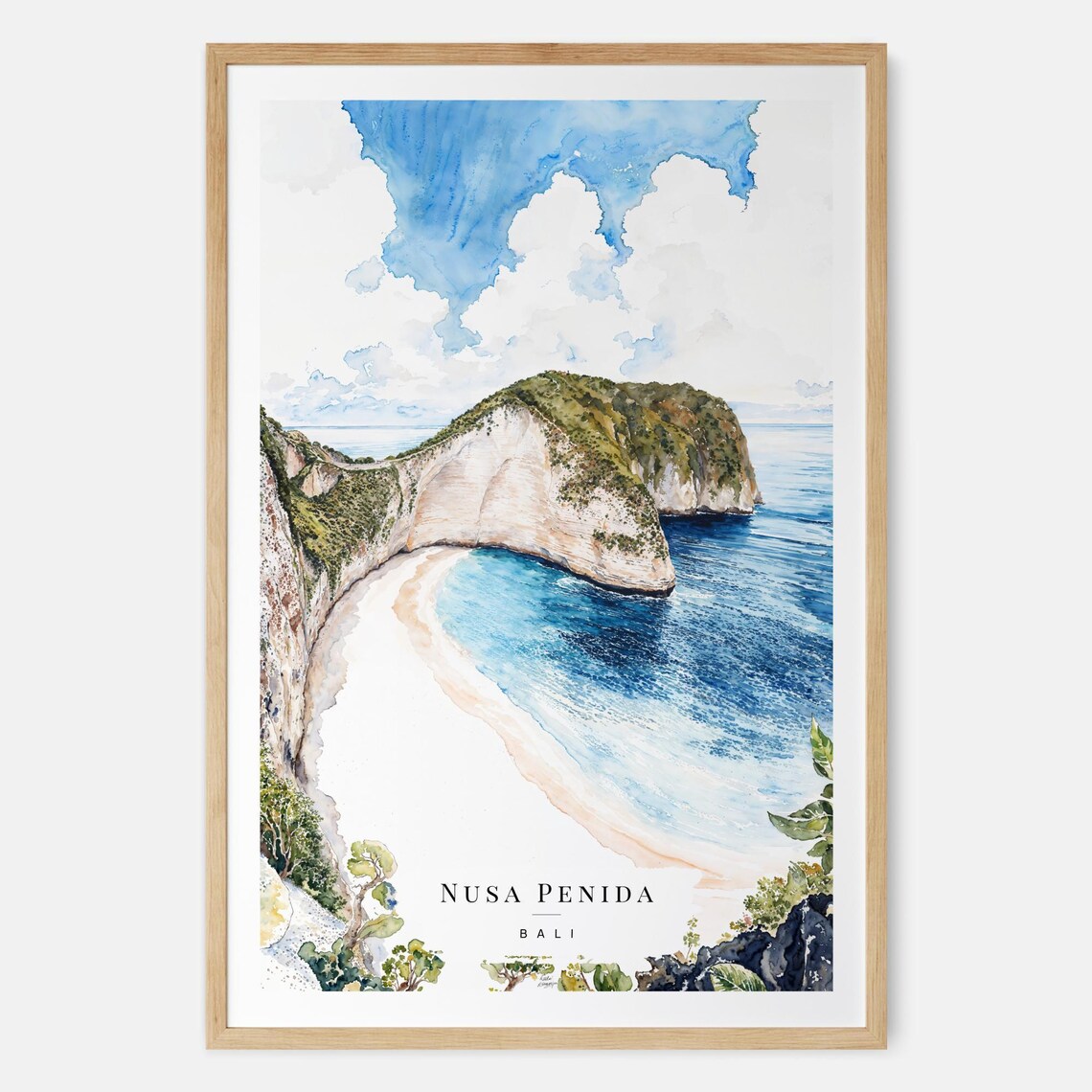 Nusa Penida Watercolor Art Print, Indonesia Travel