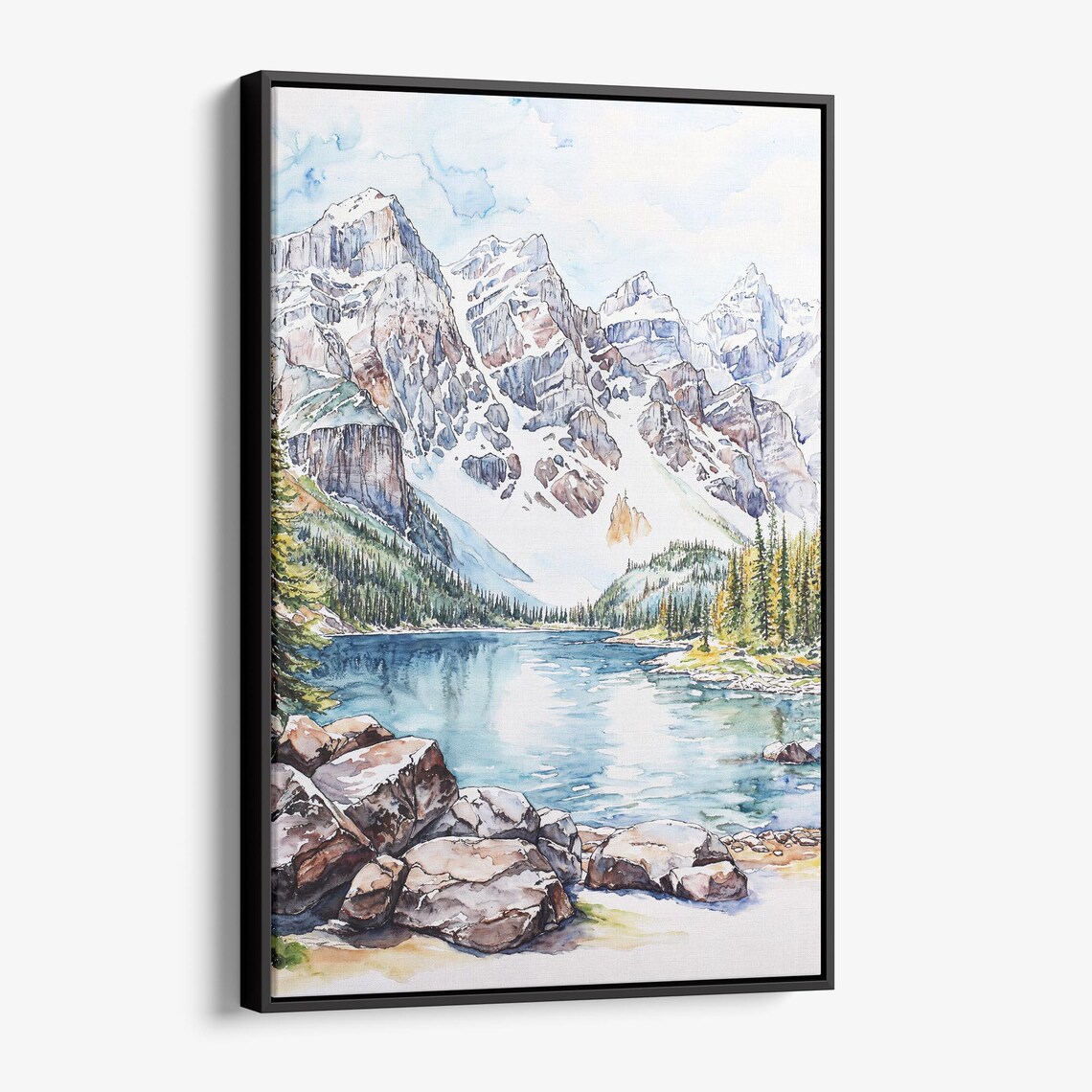 Rocky Mountains Watercolor Valley Of The Ten Peaks Art Print