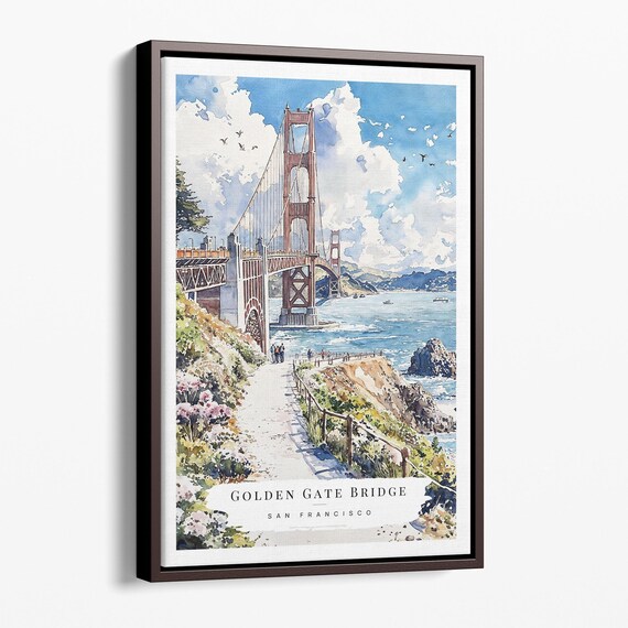 Golden Gate Bridge San Francisco Watercolor Landmark View Poster