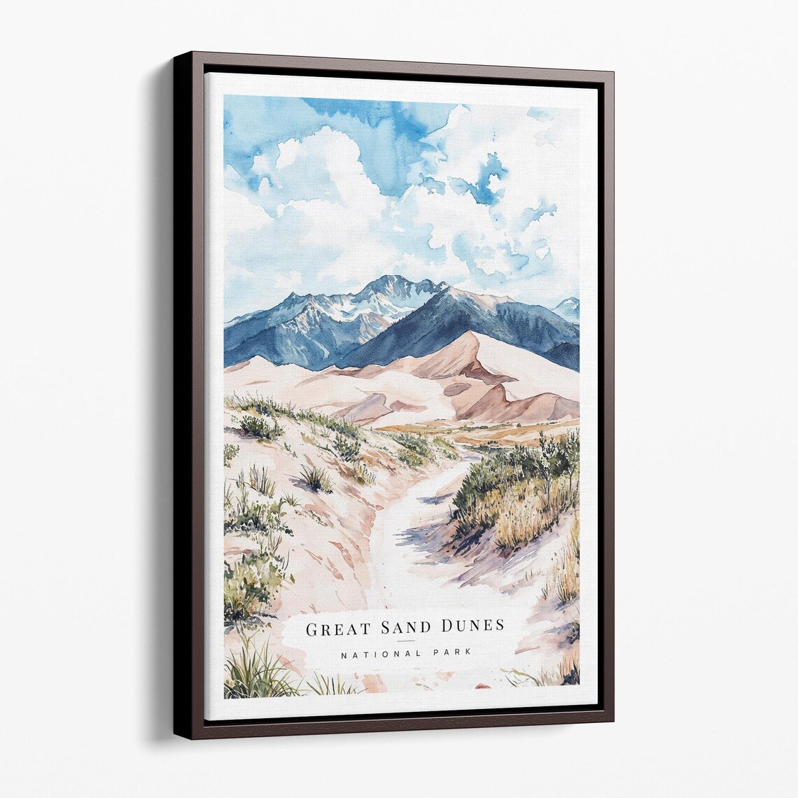 Great Sand Dunes National Park Desert Watercolor Travel Poster