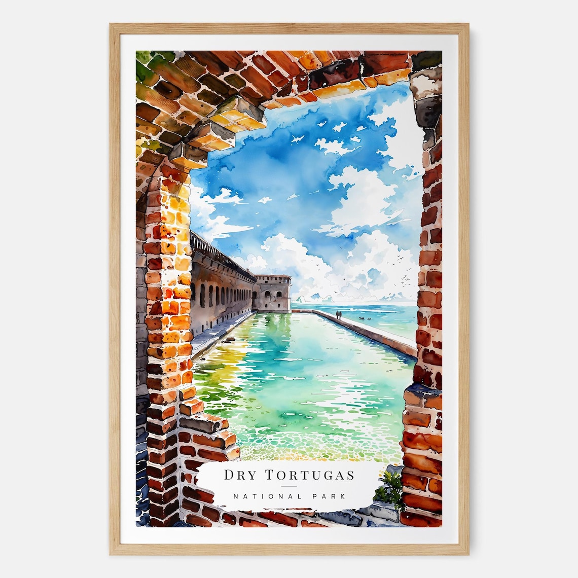 Dry Tortugas National Park Fort Jefferson Ocean Watercolor Poster