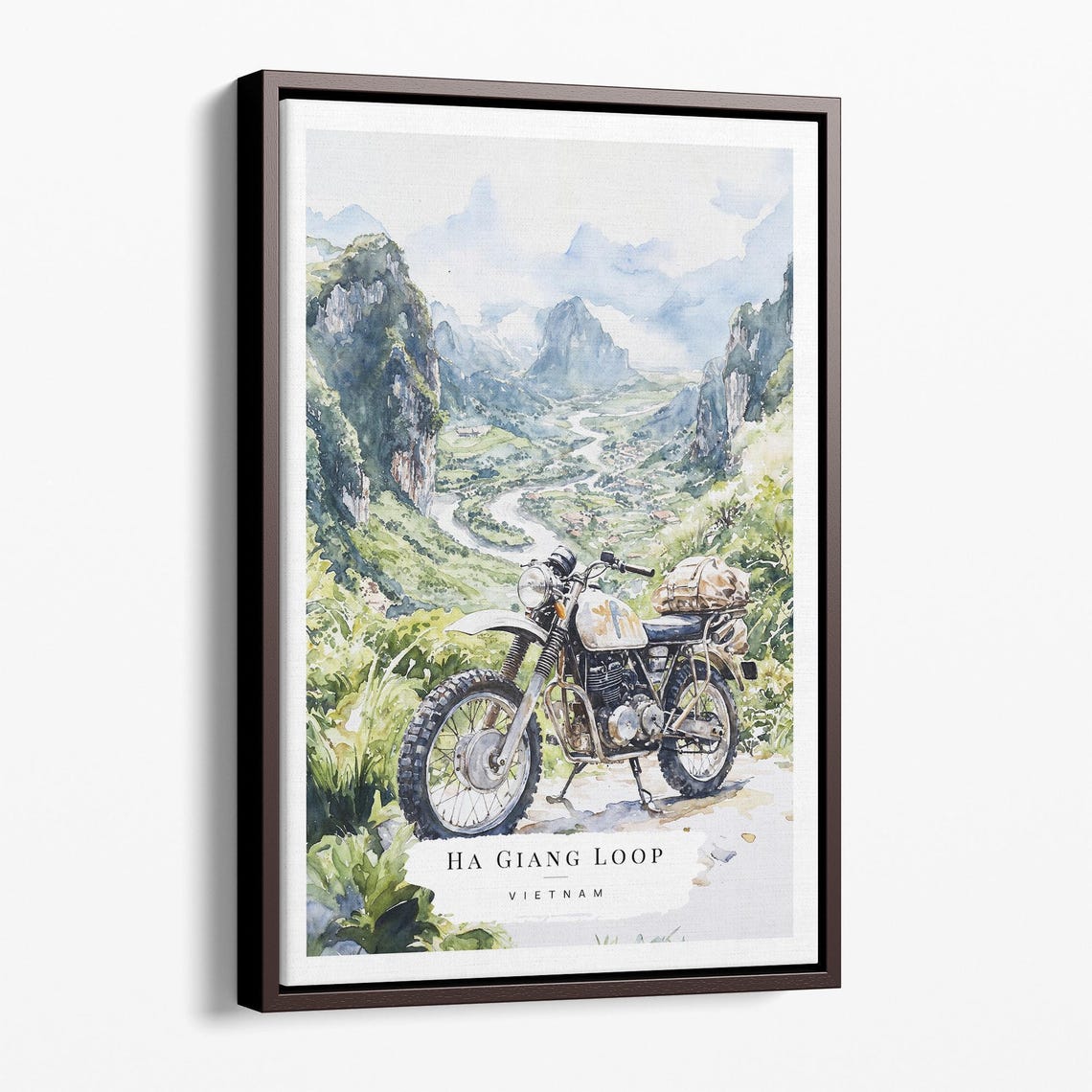 Ha Giang Loop Vietnam Vintage Motorcycle Mountain Pass Art Poster