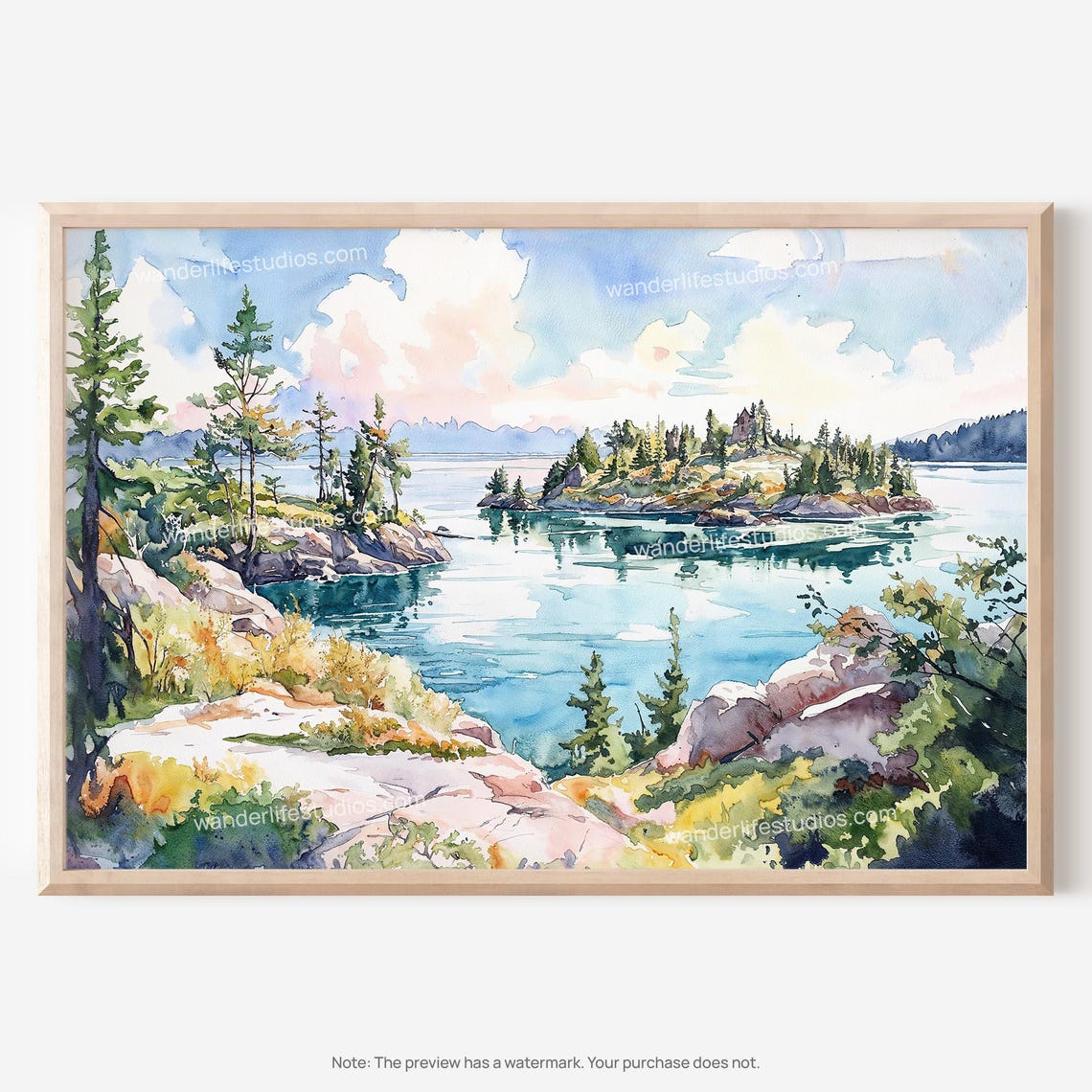 Isle Royale National Park Pine Islands Watercolor Lake Poster
