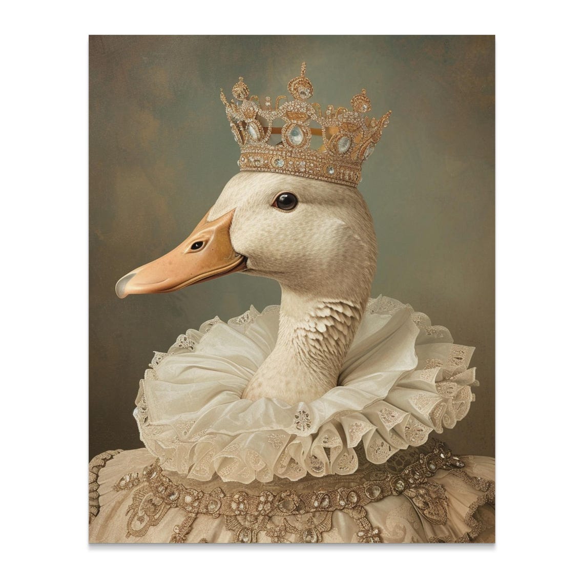Royal Duck Queen Golden Crown Lace Ruff Regal Portrait Poster - Image 3