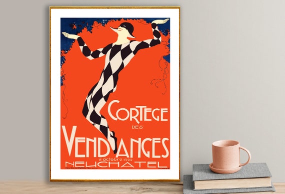 Cortege Des Vendanges Neuchatel Vintage Poster Poster Paper Or Print Gift Idea Wall Decor