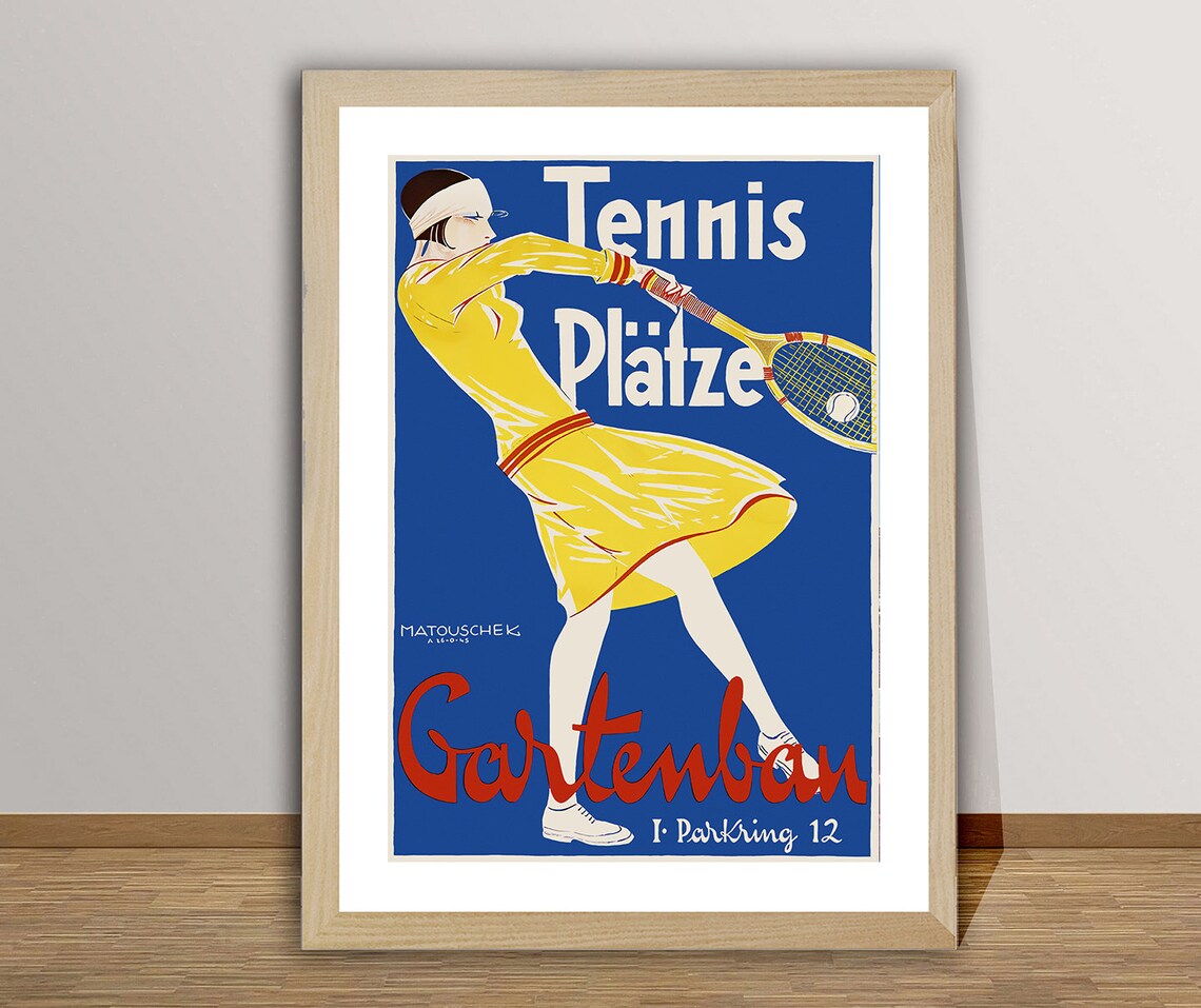 Vintage Tennis Platze Gartenbau Poster Print