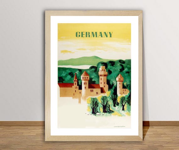 Germany Vintage Travel Poster Travel In Germany Gift Idea Wall Decor