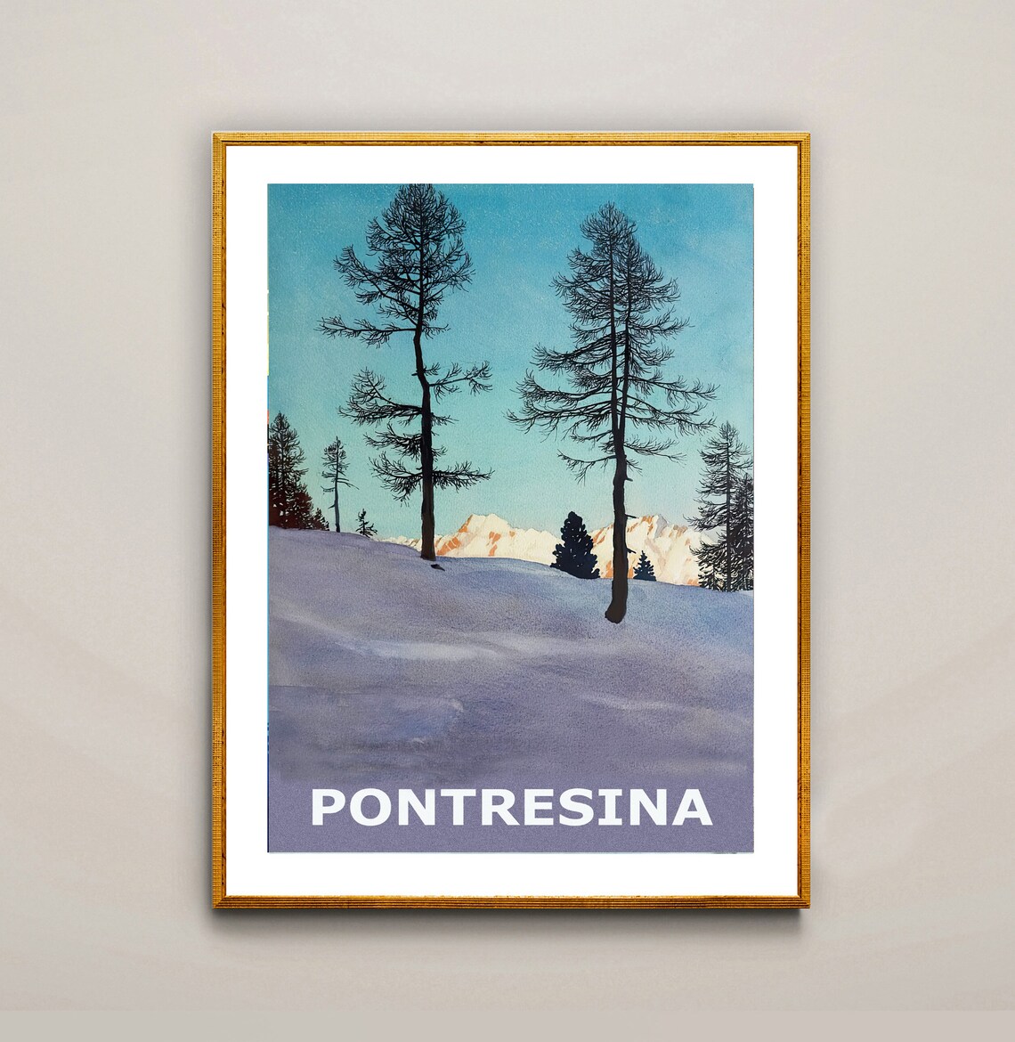 Pontresina Switzerland Vintage Winter Larch Trees Snow Poster - Image 2