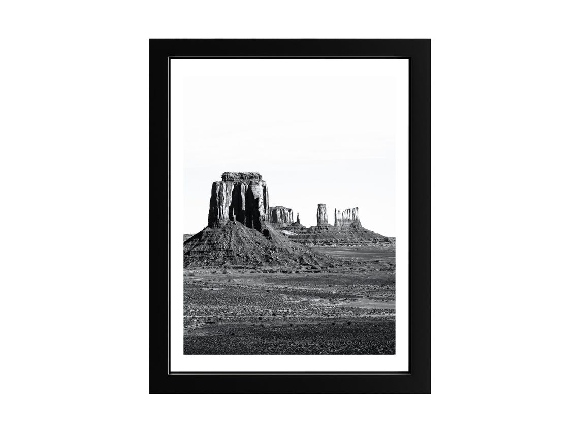 Monument Valley Black And White Desert Sandstone Buttes Photo Poster