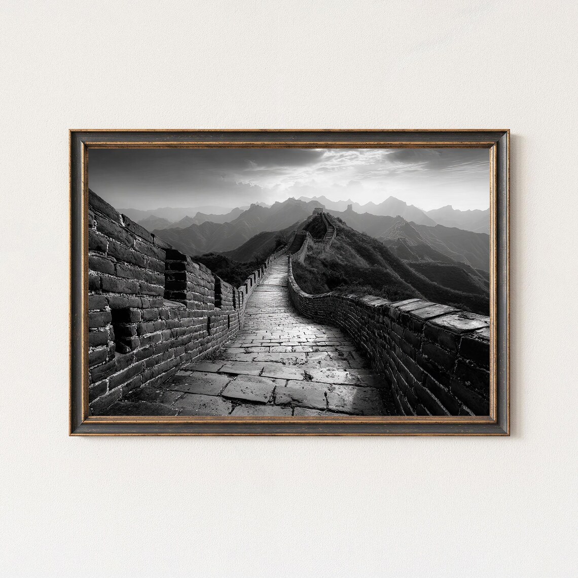 Great Wall of China Stone Steps Rising Into Mountains Wall Art