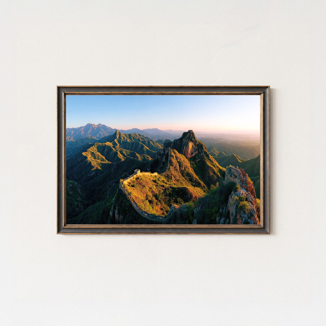 Great Wall Of China Sunrise Mountain Ridge Golden Hour Poster