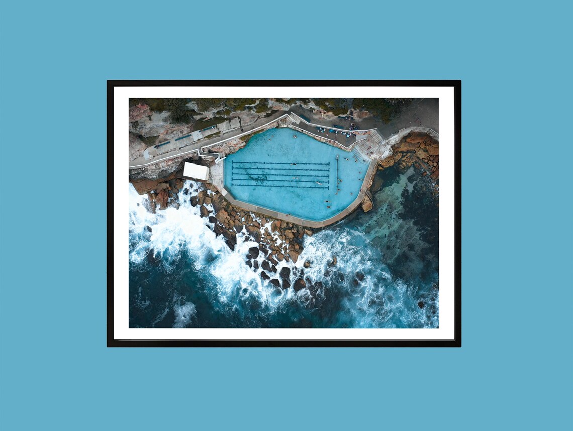 Bronte Rock Pool Sydney Aerial Ocean Waves Australia Photo Poster