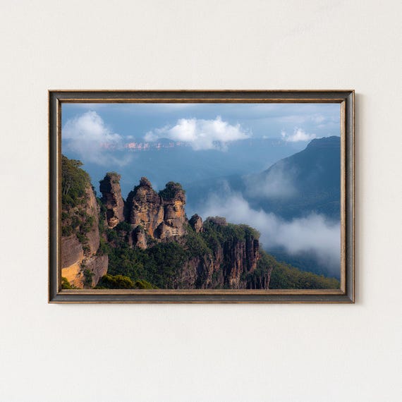 Three Sisters Print Blue Mountains Australia Landscape Art