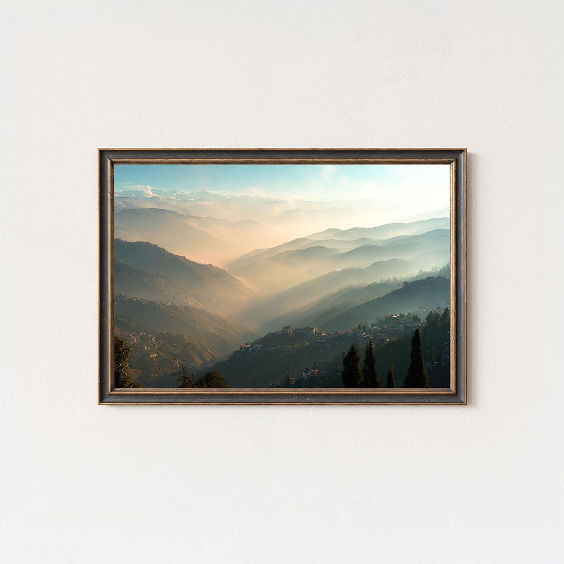 Mist Layered Himalayan Ridges Golden Sunrise Mountain Poster