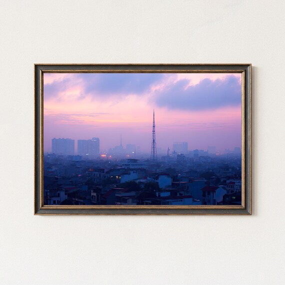 Hanoi Skyline Sunset Pastel Cityscape Wall Art Print