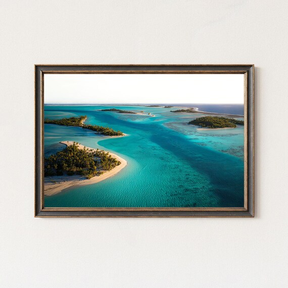 Tropical Lagoon Aerial Turquoise Ocean Islands Paradise Poster