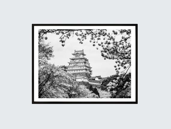 Himeji Castle Cherry Blossom Print Zen Japanese Architecture Photography