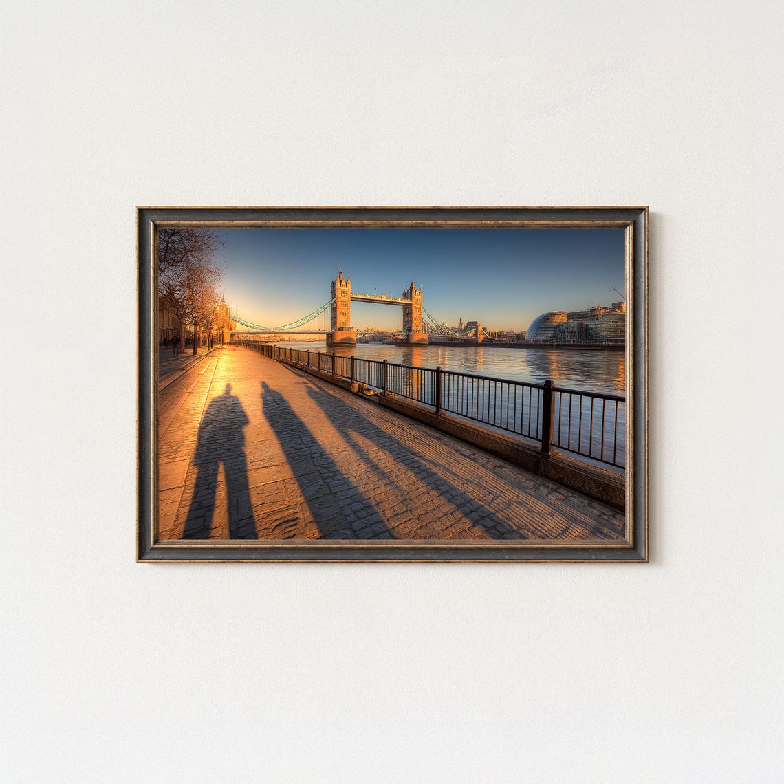 Tower Bridge London Sunrise Riverside Walk Golden Light Photo Poster