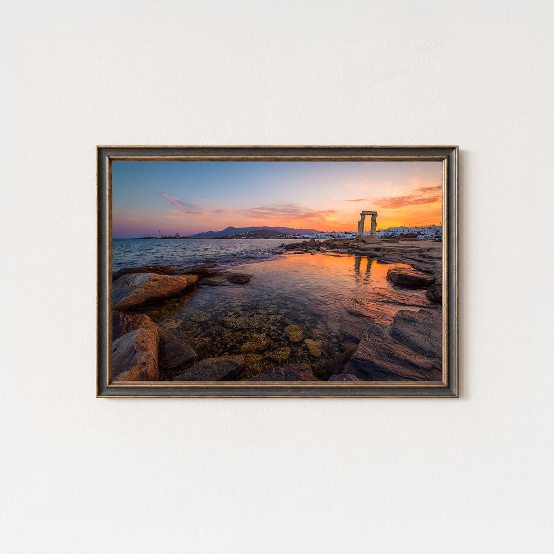 Portara Gate of Naxos at Sunset Greece Coastal Landscape Photo Poster