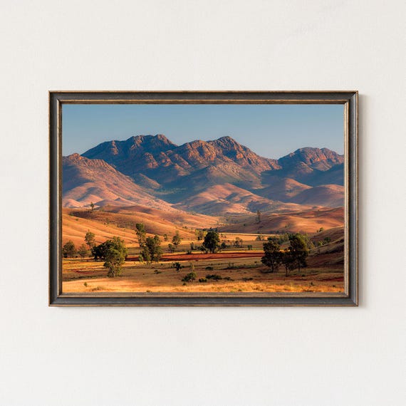 Flinders Ranges Landscape Print Australia Mountain Wall Art Golden Hills Photography Decor