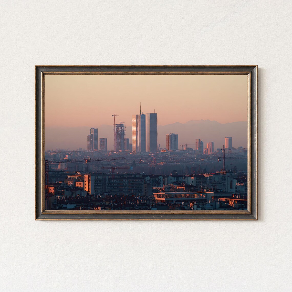 Milan Skyline Wall Art Citylife Sunset Print Italy Cityscape Fine Decor