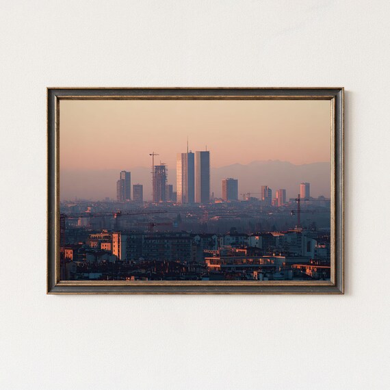 Milan Skyline Wall Art Citylife Sunset Print Italy Cityscape Fine Decor