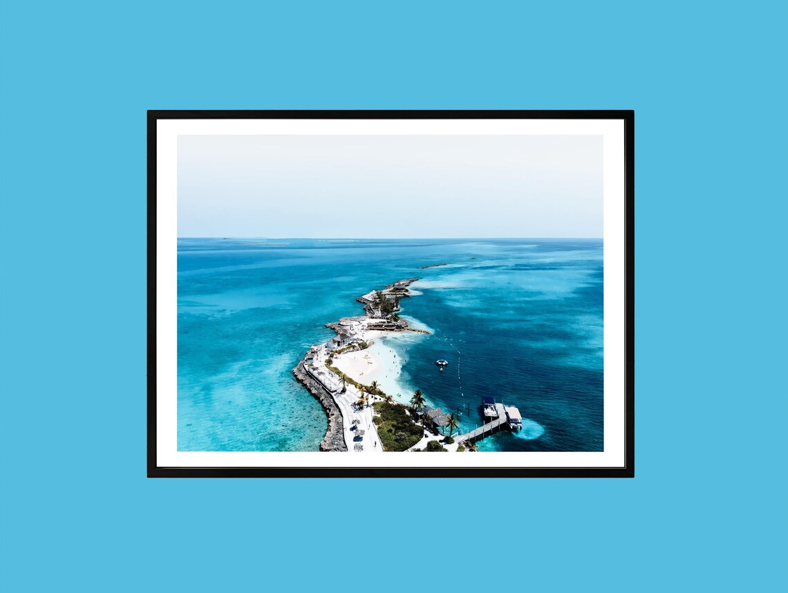 Tropical Island Aerial Print Turquoise Ocean Beach Photography