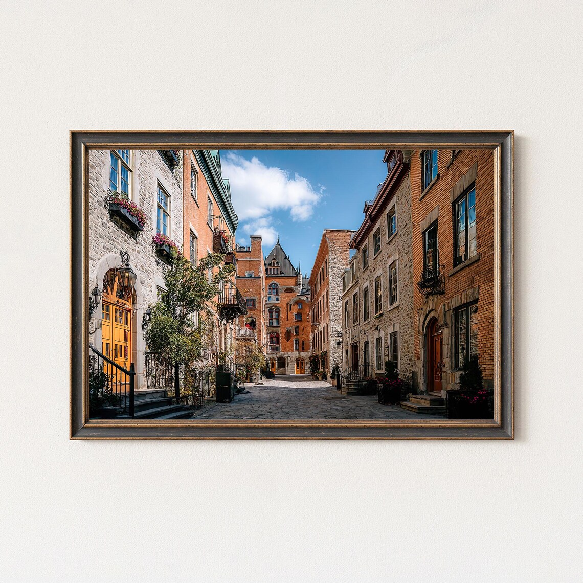 Old Quebec Old Town Historic Cobblestone Street Summer Art Poster
