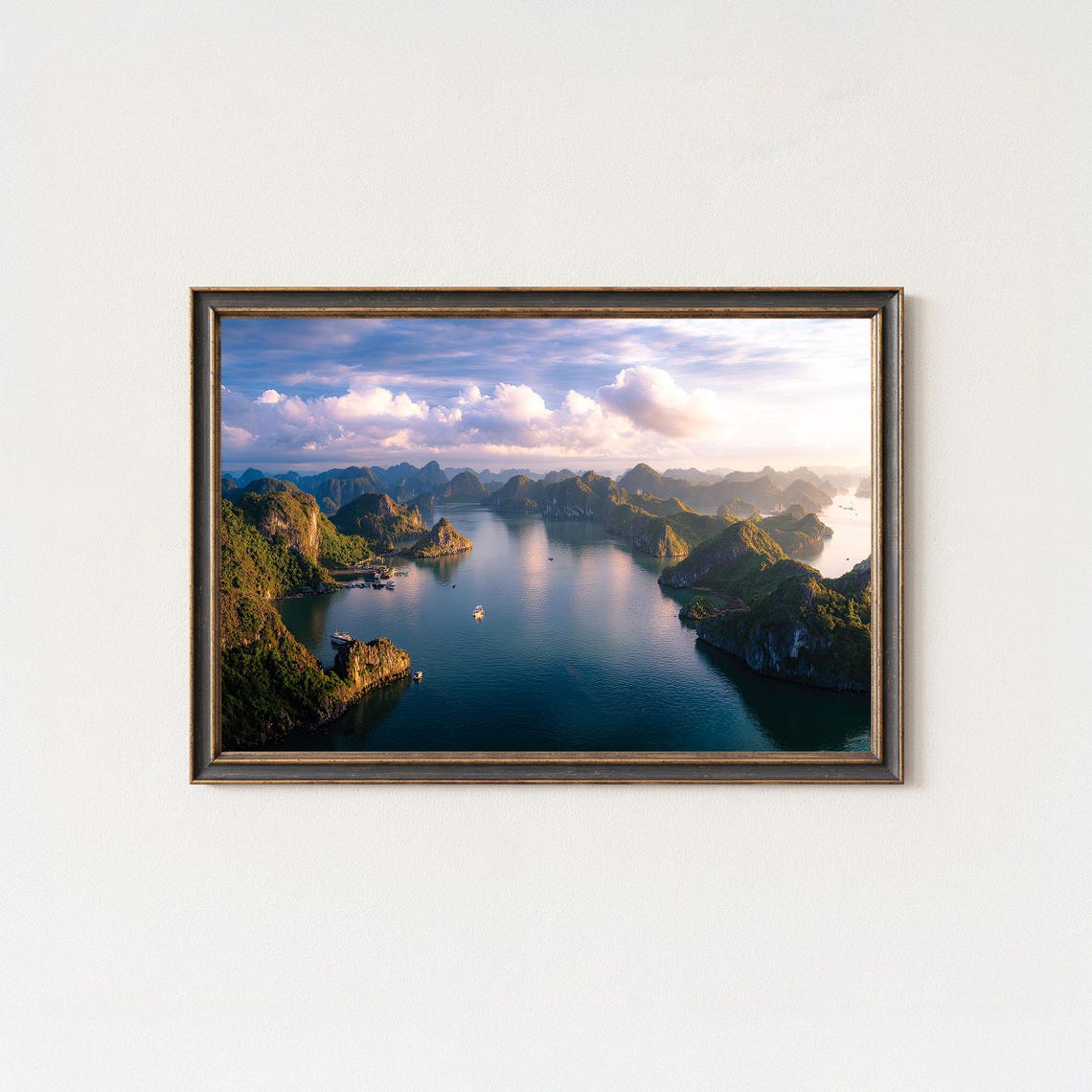 Ha Long Bay Aerial Sunrise Vietnam Karst Limestone Islands Poster