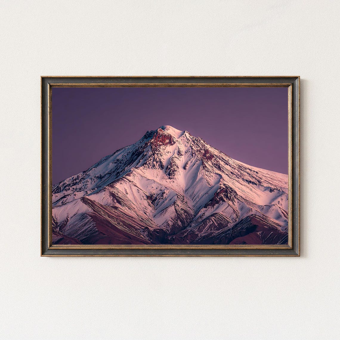 Mount Damavand Iran Pink Sunset Snow Capped Peak Photo Poster