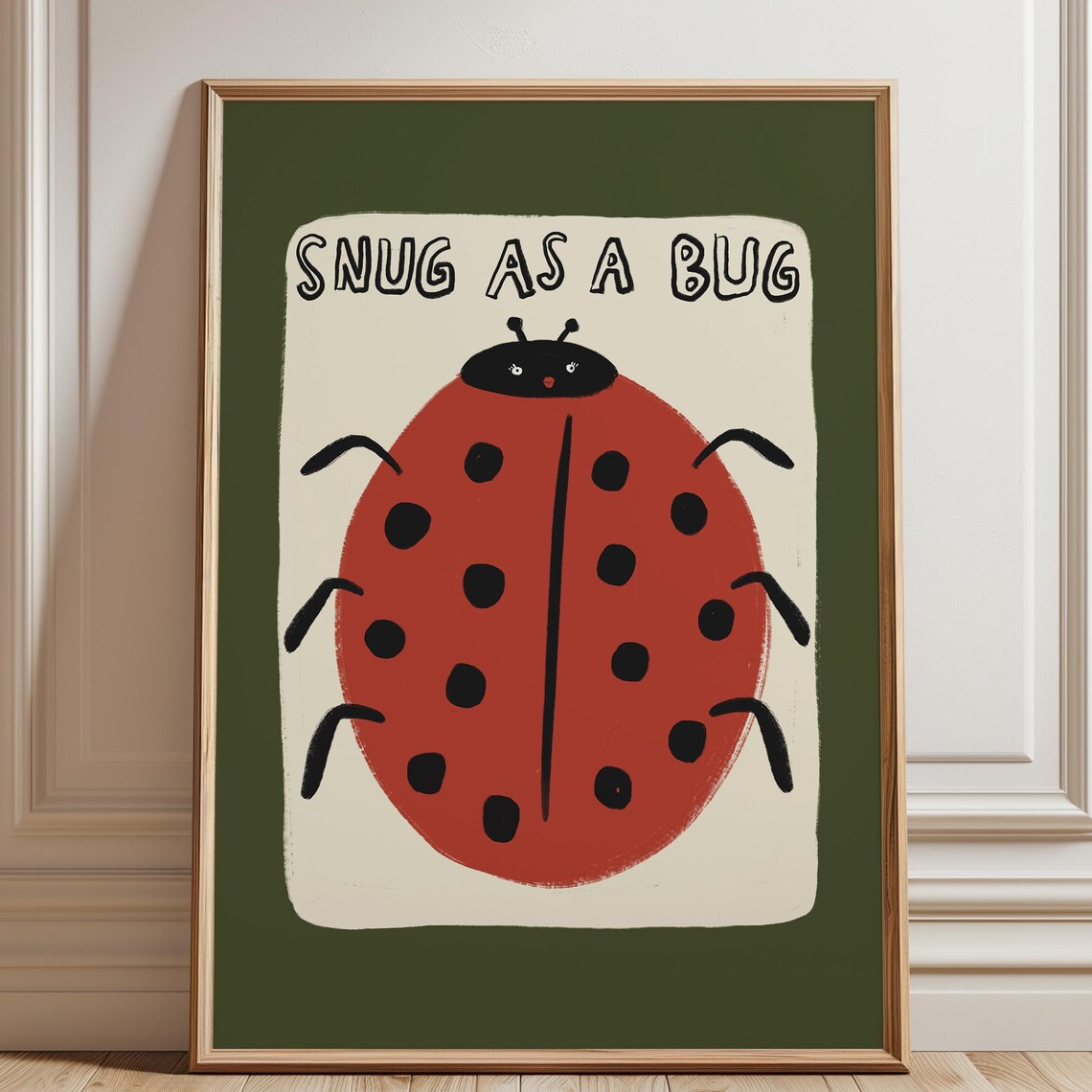 Snug As A Bug Kid Room Poster, Cute Ladybird