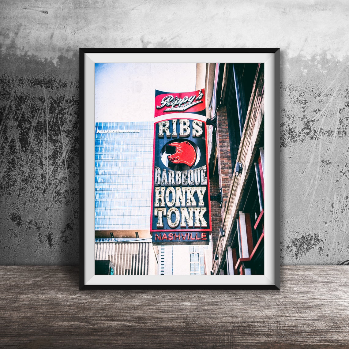 Rippys Ribs Barbecue Nashville Bar Neon Sign Photography Street Art Wall Art Photo Broadway Music City Photography