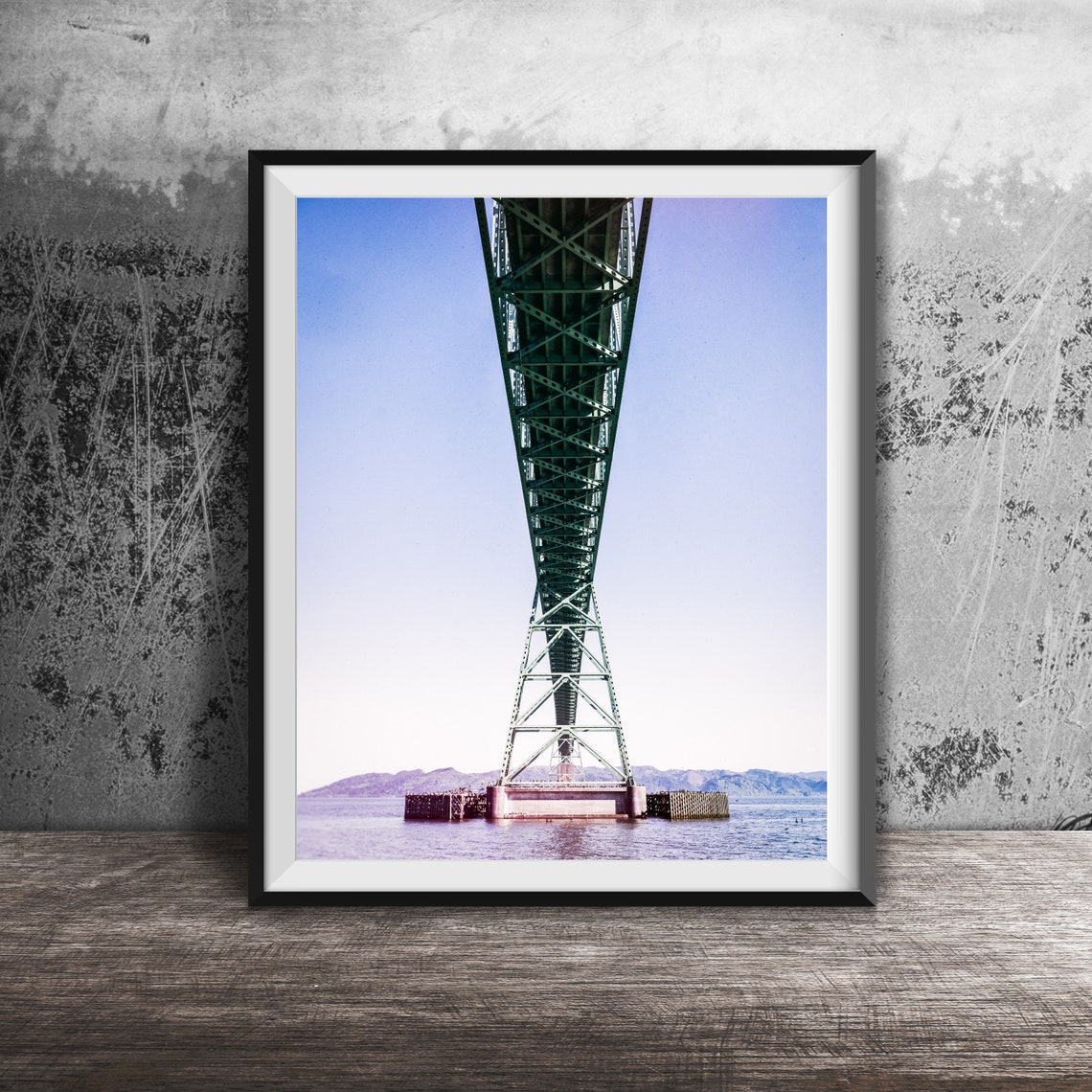 Astoria Bridge Green Steel Span Underneath View Oregon Poster