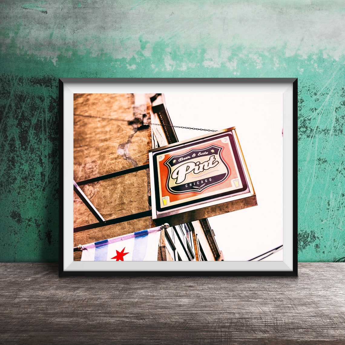 Pint Chicago Beer and Eats Hanging Bar Sign Wicker Park Poster