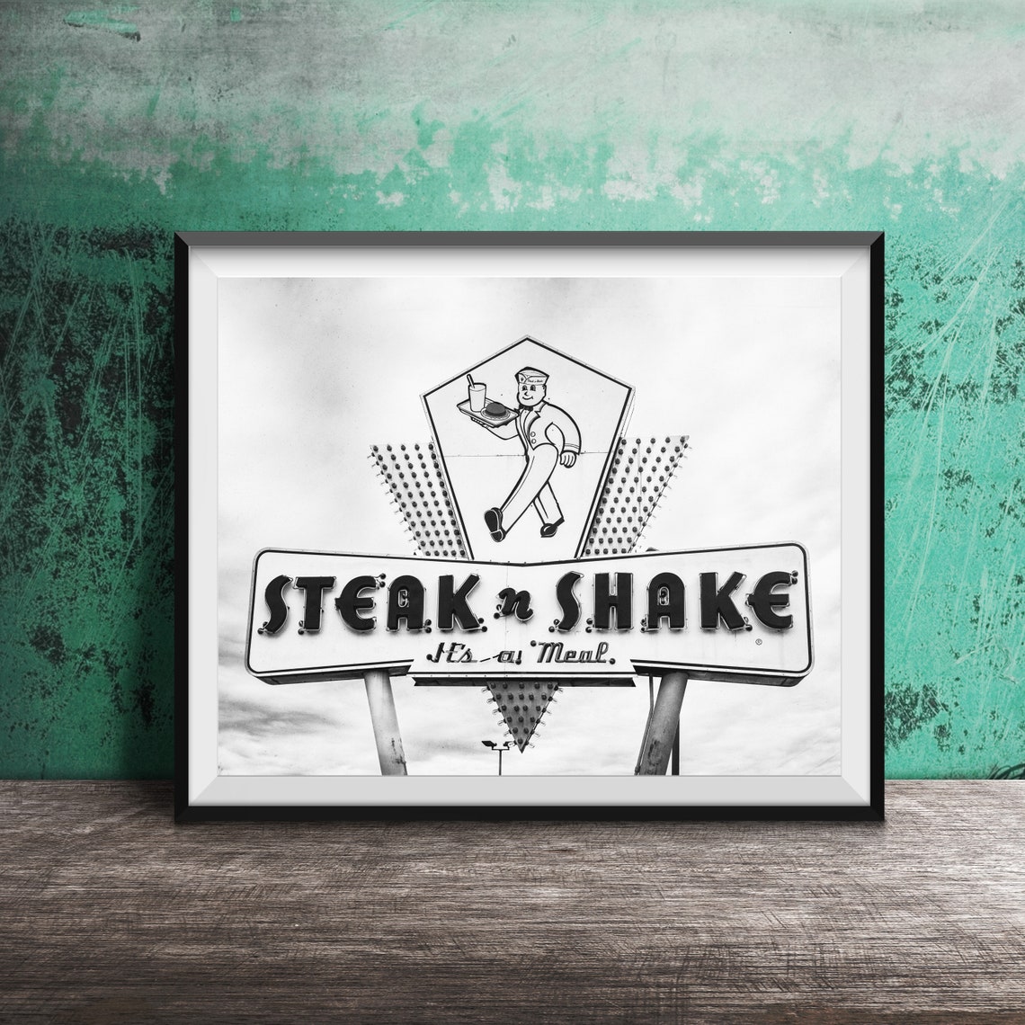 Retro Steak N Shake Roadside Sign With Mascot Its A Meal Poster - Image 2