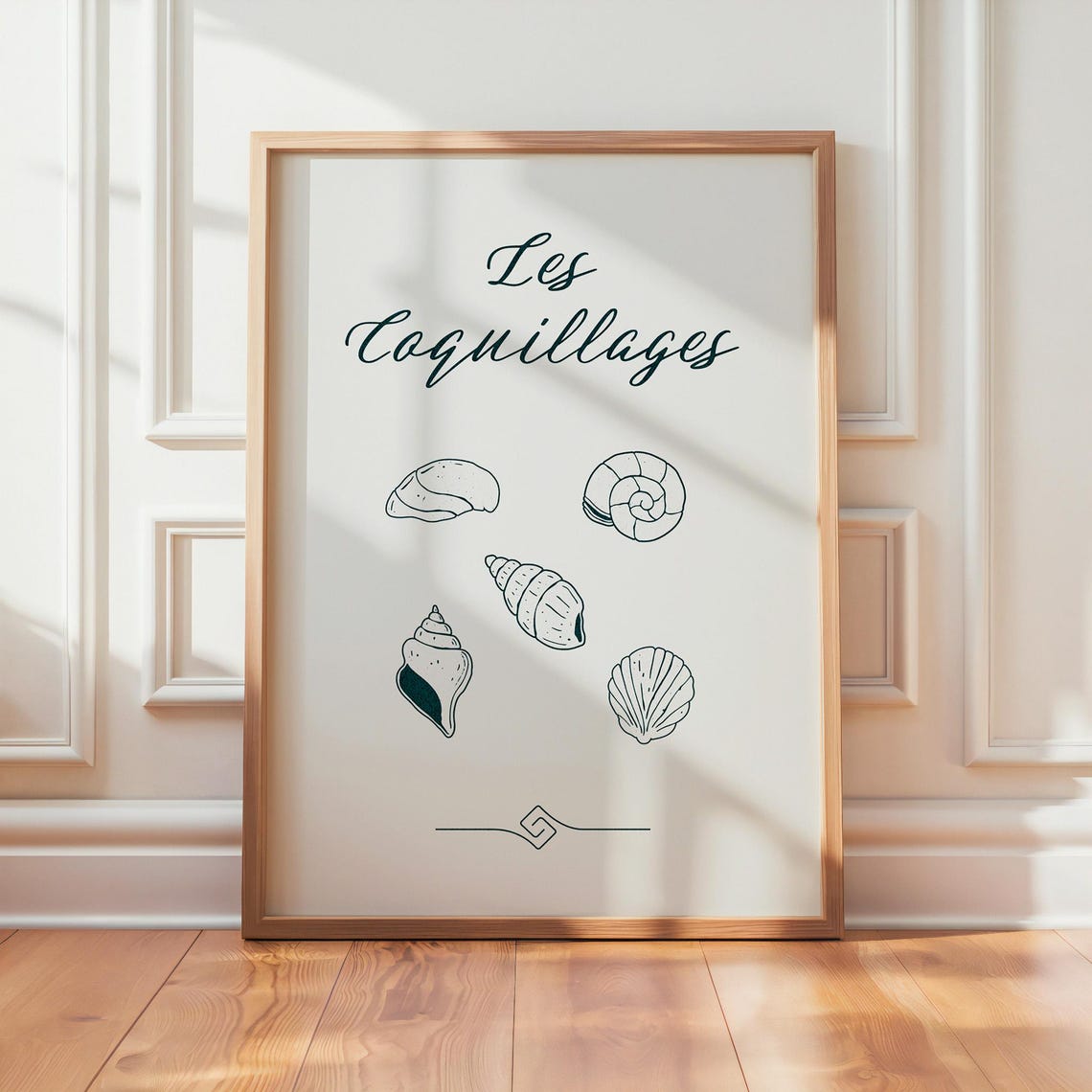 Les Coquillages French Seashell Illustration Botanical Wall Art