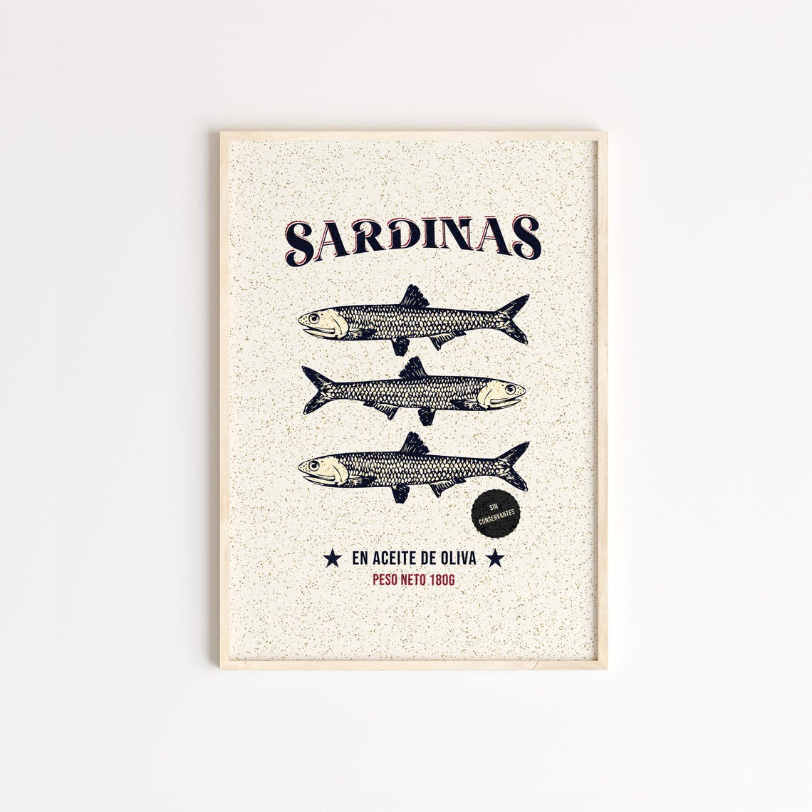 Sardinas en Aceite de Oliva Spanish Kitchen Vintage Food Poster
