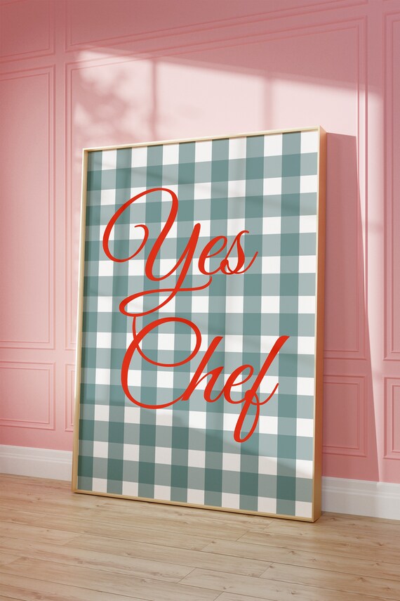 Yes Chef Wall Art Aesthetic Kitchen Print Minimalist Food The Bear I Love You Dude Poster Cute Kitchen Wall Art