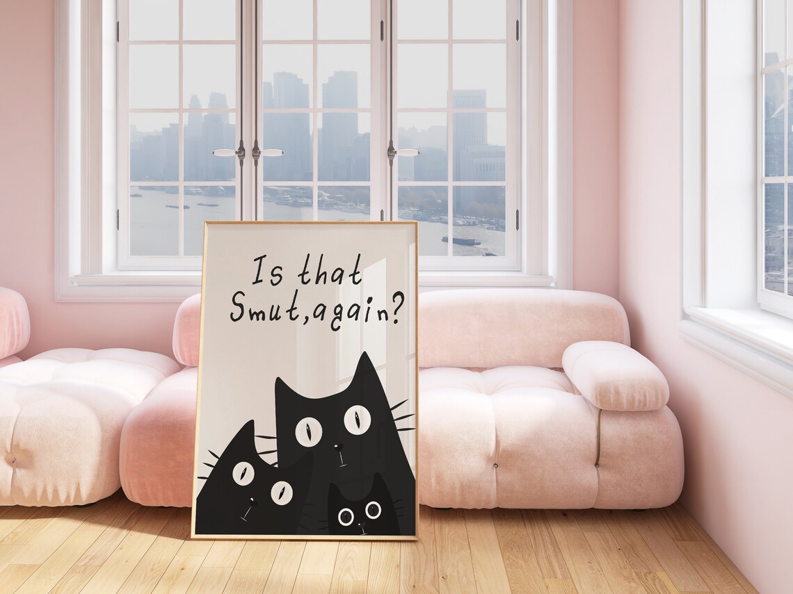 Is That Smut Again Funny Judging Black Cats Book Lover Poster - Image 3